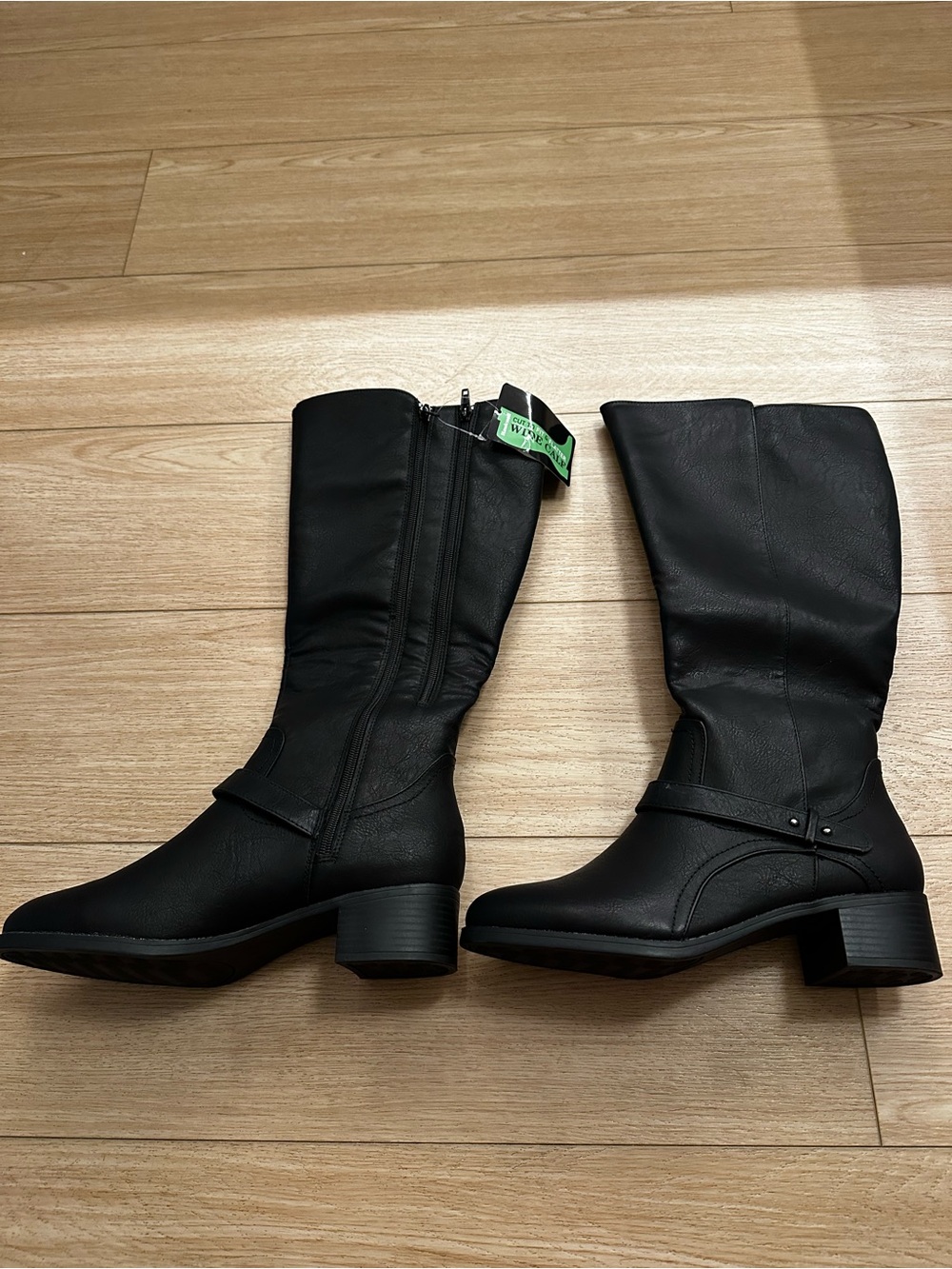 Women's Black Over-the-Knee Faux Leather Boots wide calf NWT